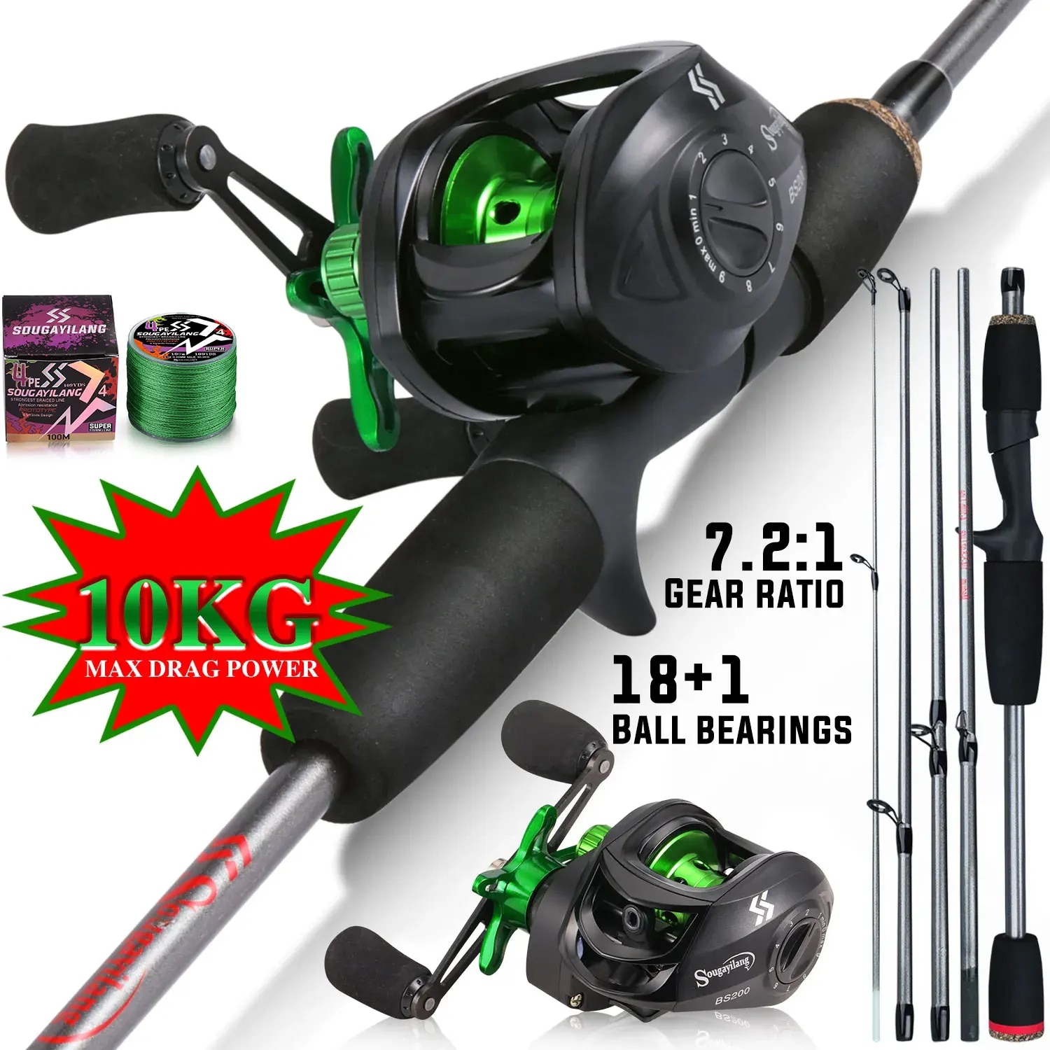 Fishing Rod Carbon Fiber - Sougayilang الصيد رود كومبو 1.7 متر