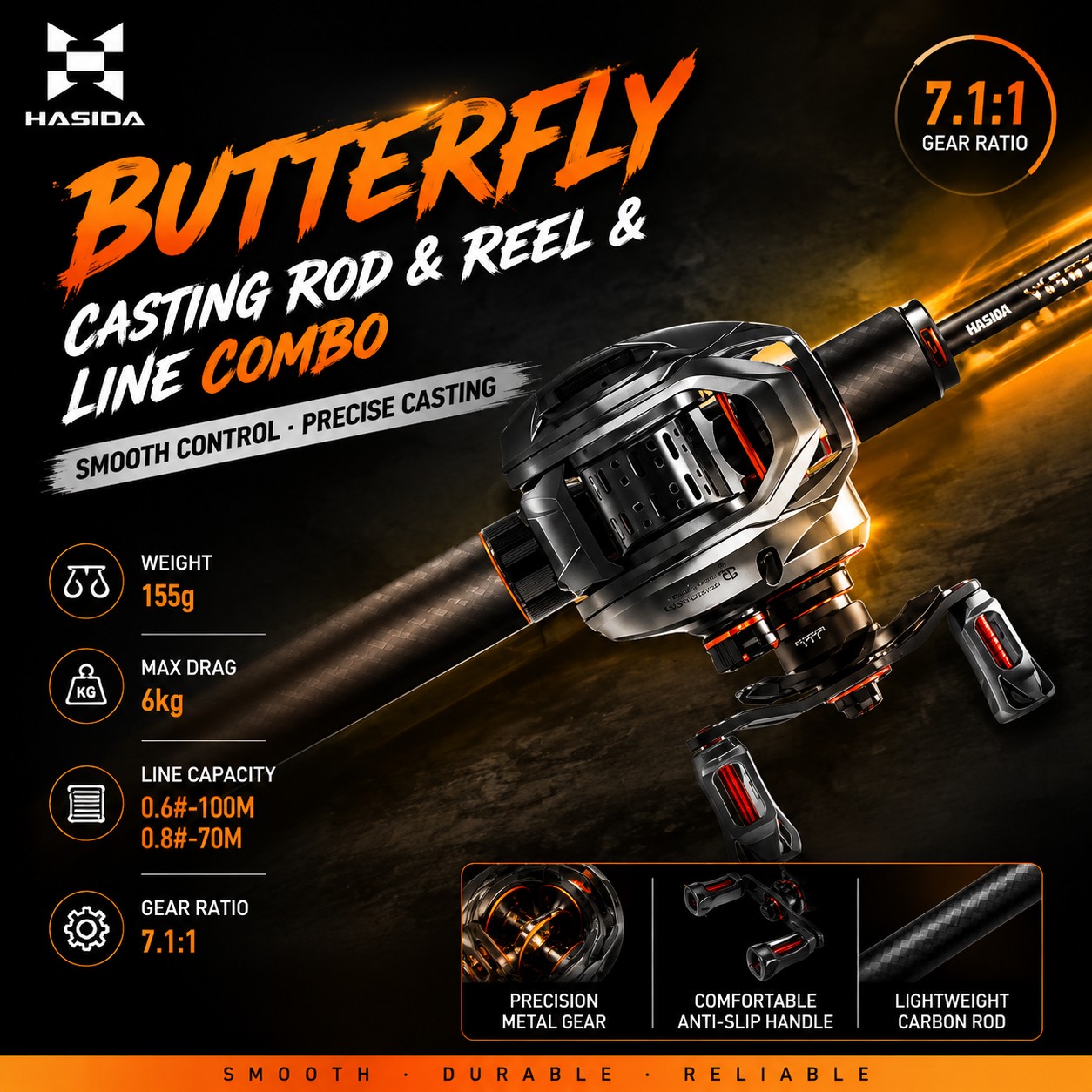 Fishing Rod Carbon Fiber - طقم صيد HASIDA BFS من ألياف