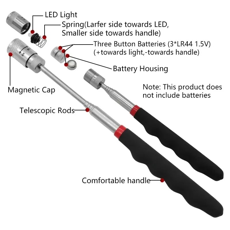 Fishing Rod Telescopic - قلم مغناطيسي تلسكوبي مع ضوء LED