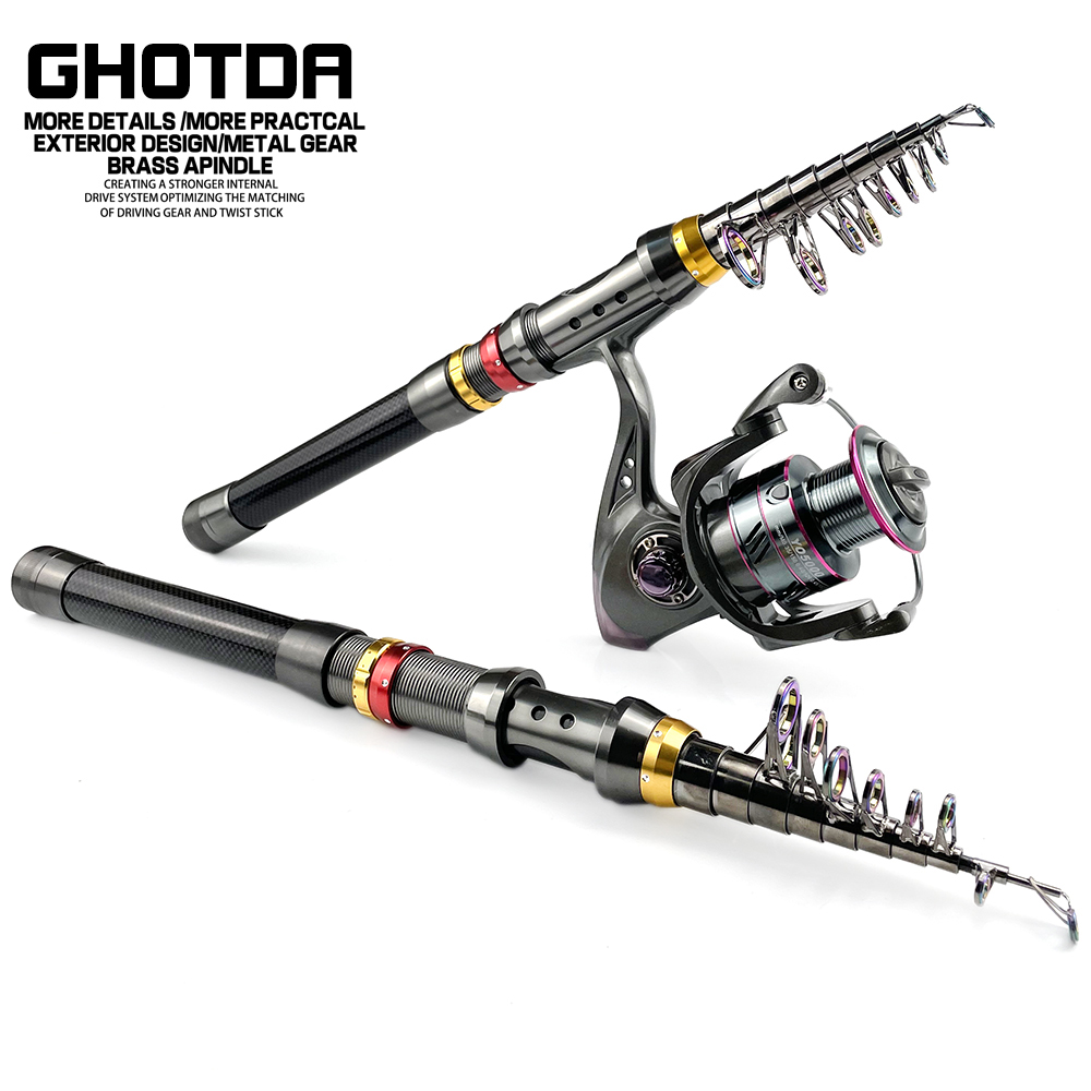 1.8-3.6 متر ألياف الكربون الغز - مراجعة Fishing Rod Combo وسعره