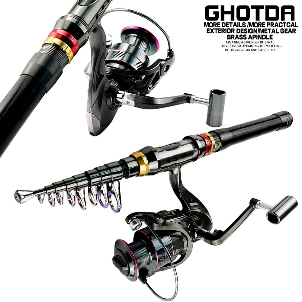 1.8-3.6 متر ألياف الكربون الغز - مراجعة Fishing Rod Combo وسعره