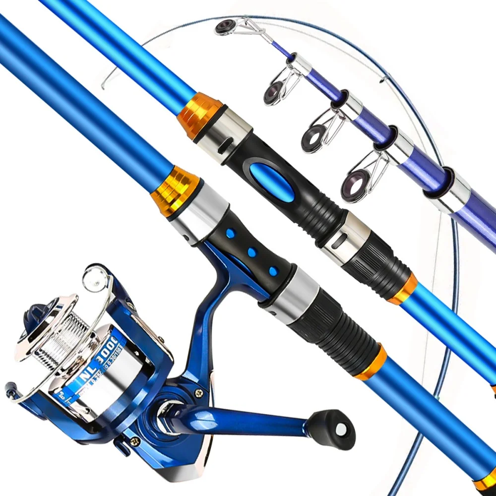 مجموعة صنارة صيد من الألياف ال - مراجعة Fishing Rod Spinning وسعره