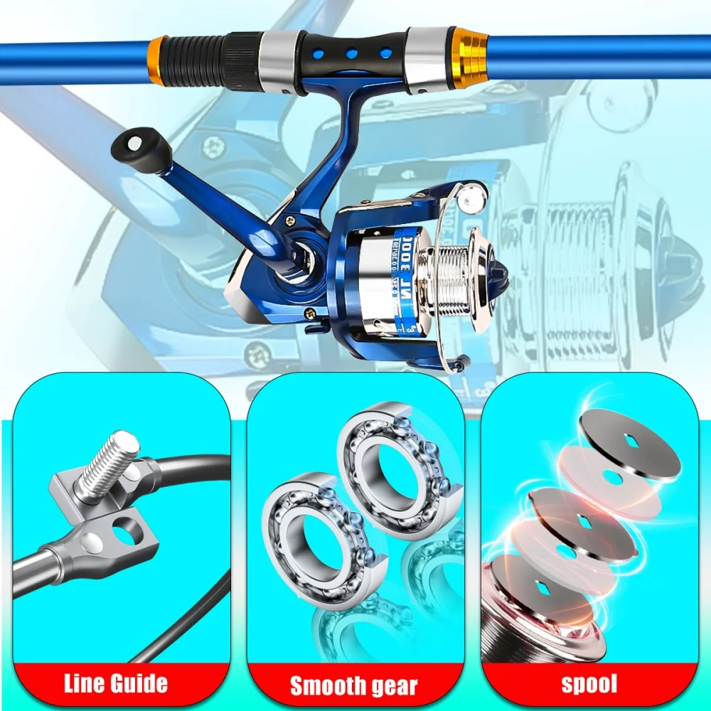 مجموعة صنارة صيد من الألياف ال - مراجعة Fishing Rod Spinning وسعره